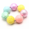 Colorful macaron children necklace with large pastel beads, sweet cute kids jewelry set style. - Bracelet