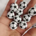 20mm acrylic football printed beads, diy sports ball shaped beads for jewelry making craft. - Soccer Print / 20mm