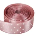 Nastro in raso di poliestere a pois 2.5cm rotolo di tessuto per cucito fai da te e pacchi - 5 Yards / colore fagiolo rosso