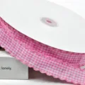 Nastro a quadri rosa 2.5cm bordo picot pizzo gingham per fai da te cucito artigianato - Taglia 1 / Rosa