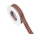 Nastro a quadri rosso e beige classico in rotolo per fiocchi fai-da-te e confezioni regalo. - 1.5cm 10 Yards
