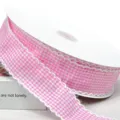 Nastro in tessuto a quadri rosa 4 cm con bordo sfrangiato per confezioni regalo e fai da te - 10 Iarde / Rosa