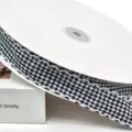 Nastro a quadri nero e bianco 2.5cm bordo picot poliestere fai da te cucito confezione regalo - Taglia 1 / Nero