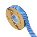 2.5cm Wide Blue White Striped Grosgrain Ribbon Roll For DIY Hair Craft Material - Size 25 / Sapphire Blue