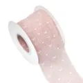 Pink bow heart printed ribbon roll for gift packaging, flower wrapping, and DIY crafts. - 10 Yards / Pink