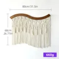 Böhmischer gewebter Makramee Wandbehang Wandteppich mit Holzstab 80x68cm Heimdekoration - 80*68cm