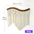 Böhmischer gewebter Wandbehang Makramee mit geschwungener Holzstange und Fransen. - 80*86cm
