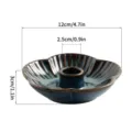 Ceramic petal candlestick holder, kiln glaze blue floral tealight base for home decor 12cm - Dark Night Blue