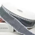 Nastro a quadri nero e bianco con bordo sfrangiato 4cm per confezioni regalo floreali e fai da te. - 10 Iarde / Nero