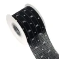 Black ribbon with white bow and heart prints, perfect for gift wrapping and DIY crafts decoration. - 10 Yards / Black
