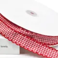 Nastro a quadretti rosso e bianco 2,5 cm con bordo smerlato per cucito e fai da te artigianale - Taglia 1 / Rosso