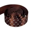 Nastro in poliestere a pois marroni largo 2,5 cm per artigianato fatto a mano e fiocchi fai-da-te - 5 Yards / Caffè