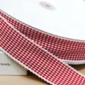 Nastro pied-de-poule rosso e bianco da 4cm con bordo smerlato per regali, fai da te e decori. - Taglia 1 / Rosso