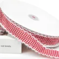 Rotolo di nastro a quadri rosso e bianco con frange per confezioni regalo e fai da te. - 10 Iarde / Rosso