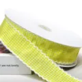 Nastro a quadri gialli con bordo sfrangiato 4cm per confezioni regalo e cucito fai da te. - 10 Iarde / Giallo