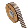 2.5cm brown white striped grosgrain ribbon roll for DIY hair bows and handmade crafts. - Size 25 / Coffee