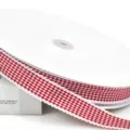 Bellissimo nastro pied de poule rosso bianco 2.5cm con bordo ondulato per confezione regalo - Rosso