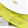 Nastro a quadri giallo e bianco da 4cm con bordo smerlato per confezioni regalo fai da te. - Giallo