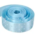 Nastro azzurro a pois 2.5cm in tessuto poliestere per fai da te confezione regalo accessori capelli - 5 Yards / Azzurro