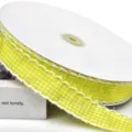 2.5cm Nastro Quadri Giallo Bordo Sfilacciato Rotolo DIY Confezione Regalo Decor Cucito - 10 Iarde / Giallo