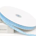 Cinta de ric rac de cuadros azules de 1cm de poliéster ondulada para regalos y manualidades. - Azul claro