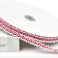 Red and white plaid fuzzy edge ribbon for DIY crafts and gift wrapping, 1cm wide. - Red