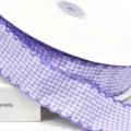 Lila Vichy-Karo Bogenkante Band 4cm DIY Handwerk Geschenkverpackung Dekoration Zubehör - Hellviolett