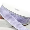 4cm purple gingham ribbon with white rickrack edge, perfect for DIY craft sewing. - Light Purple