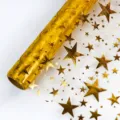 Gold foil star mesh fabric roll for gift wrapping, DIY crafts, and party table decoration. - Mesh Roll - Golden Star