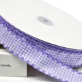Purple gingham ribbon with scalloped crochet edge for DIY crafts, clothing, and floral wrapping. - Size 1 / Light Purple