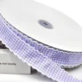 Purple and white checkered ribbon 2.5cm wide with frayed edge for DIY crafts and gift wrapping. - Light Purple