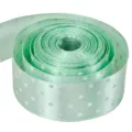 Nastro in poliestere verde chiaro a pois, 2.5cm di larghezza per confezioni regalo e fai da te. - 5 Yards / Verde Acqua