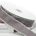 4cm brown white gingham plaid ribbon lace frayed edge craft DIY decoration supply - Dark Brown