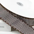 Braune weisse Karo Band 4cm Vichy Karo Borte mit Bogenkante fuer DIY Geschenke und Deko Artikel - Dunkelbraun