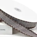 Brown checkered polyester ribbon with scalloped edge for DIY crafts, 2.5cm wide variant. - Size 1 / Dark Brown