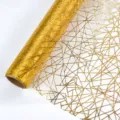 Gold geometric mesh ribbon wrapping paper DIY crafts decorative table runner material - Mesh Roll - Geometric Lines