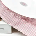 Rosa Vichy Karo Rüschen Band 4cm Breite für DIY Handwerk Geschenkverpackung Deko - Champagner