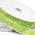 Green and white gingham ribbon frayed edge fabric trim for gift wrapping DIY crafts sewing decoration - Aqua Green