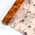 Halloween wrapping mesh roll with skeleton and spider web patterns for DIY crafts decor 1pc - Mesh Roll - Orange Skull