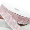 Pink gingham frayed ribbon, 4cm width, perfect for gift wrapping, baking packaging and DIY crafts. - Champagne