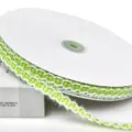 Green checkered fuzzy ribbon 1cm wide for DIY crafts, gift wrapping, and sewing accessories. - Aqua Green
