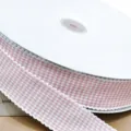 Roze wit houndstooth lint 4 cm breed met geschulpte rand voor DIY geschenkverpakking knutselen. - Maat 1 / Champagne