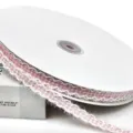 1cm fuzzy edge pink plaid ribbon for handmade DIY sewing clothing gift wrapping crafts 1roll - Champagne