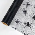 Black spider web mesh fabric roll for Halloween decoration and DIY gift wrapping. - Mesh Roll - Black Spider