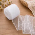 Ruban de dentelle en tulle à pois blancs de 6cm pour nœuds DIY et accessoires de couture. - 6cm / Blanc
