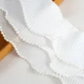 Cinta de gasa rizada blanca con perlas para embalaje de regalos DIY y accesorios para el cabello. - Borde perlado / Blanco