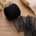 Ruban de dentelle noire à pois 6cm tissu en tulles pour couture bricolage nœud de papillon - 6cm / Noir