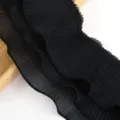 Cinta plisada de gasa negra de 3 capas volantes ondulados para envolver regalos y manualidades - Negro