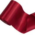 Wide burgundy satin ribbon roll for gift wrapping wedding decor, smooth fabric craft. - Red