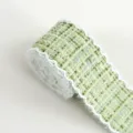 Nastro in tweed 4cm bordo smerlato a quadri per abbigliamento cucito DIY accessori decorativi - Verde chiaro